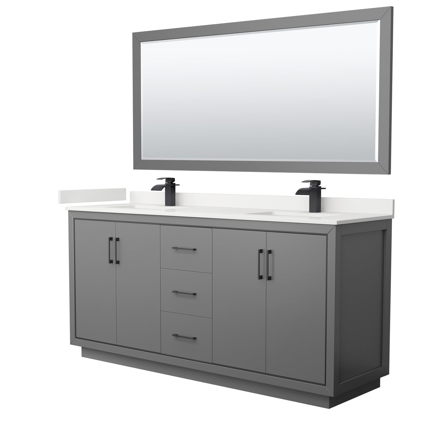 Icon Bathroom Vanity with Countertop 72 inch Double Sink Single hole Faucet Setup