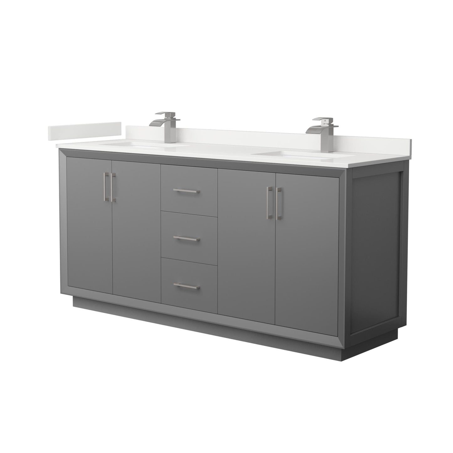 Strada Bathroom Vanity with Countertop 72 inch Double Sink Single hole Faucet Setup
