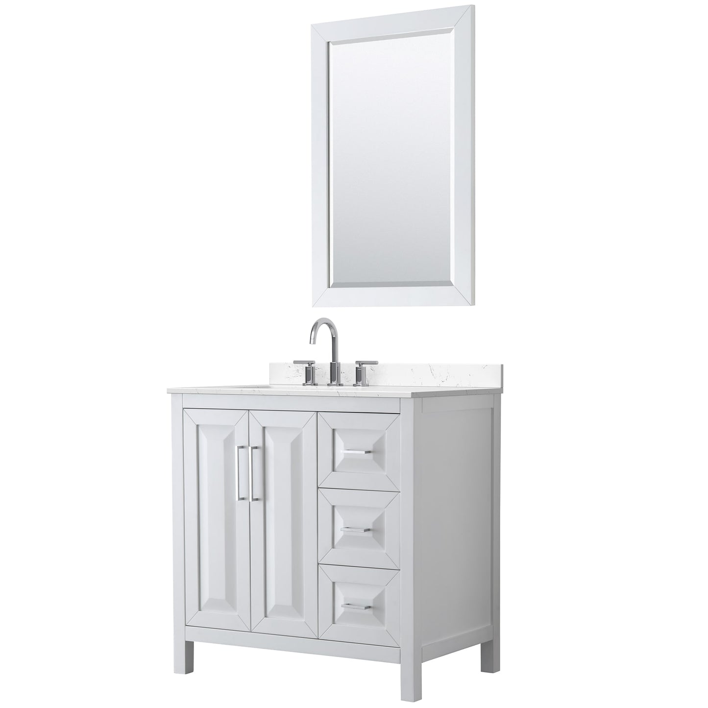 Daria Bathroom Vanity with Countertop 36 inch Single Sink 3-hole Faucet Setup