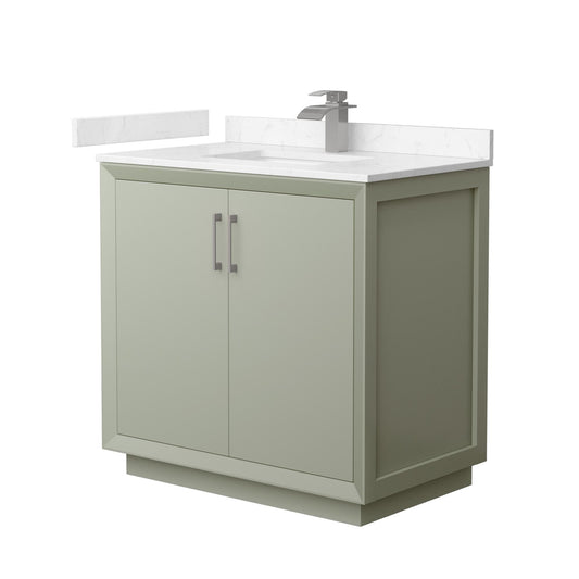 Strada Bathroom Vanity with Countertop 36 inch Single Sink Single hole Faucet Setup