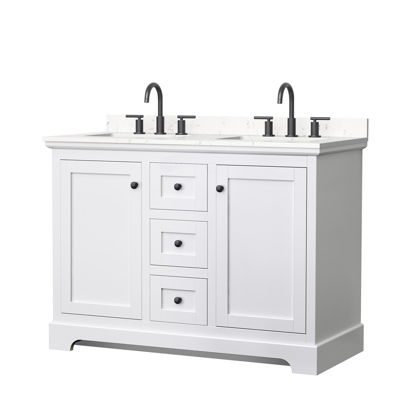 Avery Bathroom Vanity with Countertop 48 inch Double Sink 3-hole Faucet Setup
