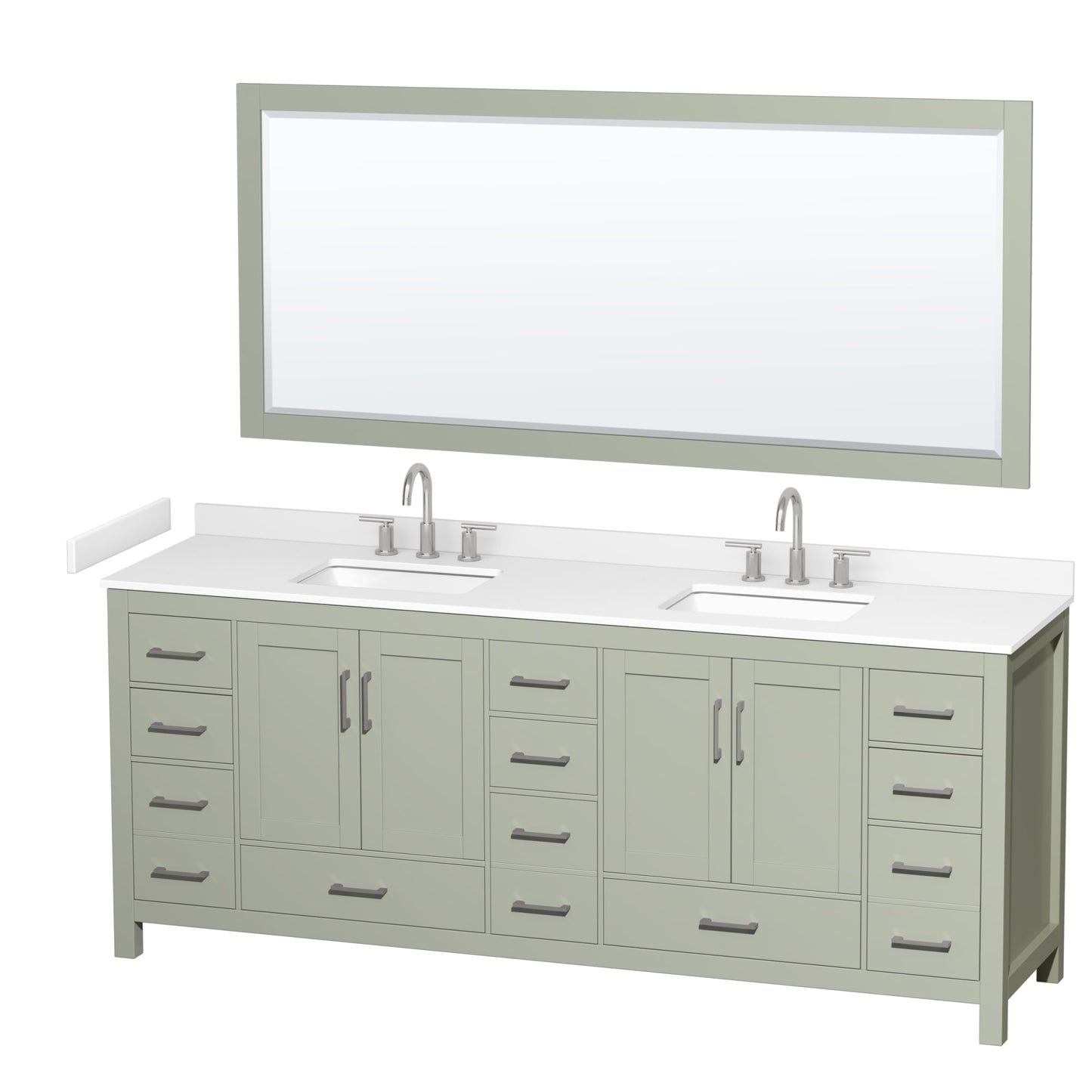 Sheffield Bathroom Vanity with Countertop 84 inch Double Sink 3-hole Faucet Setup