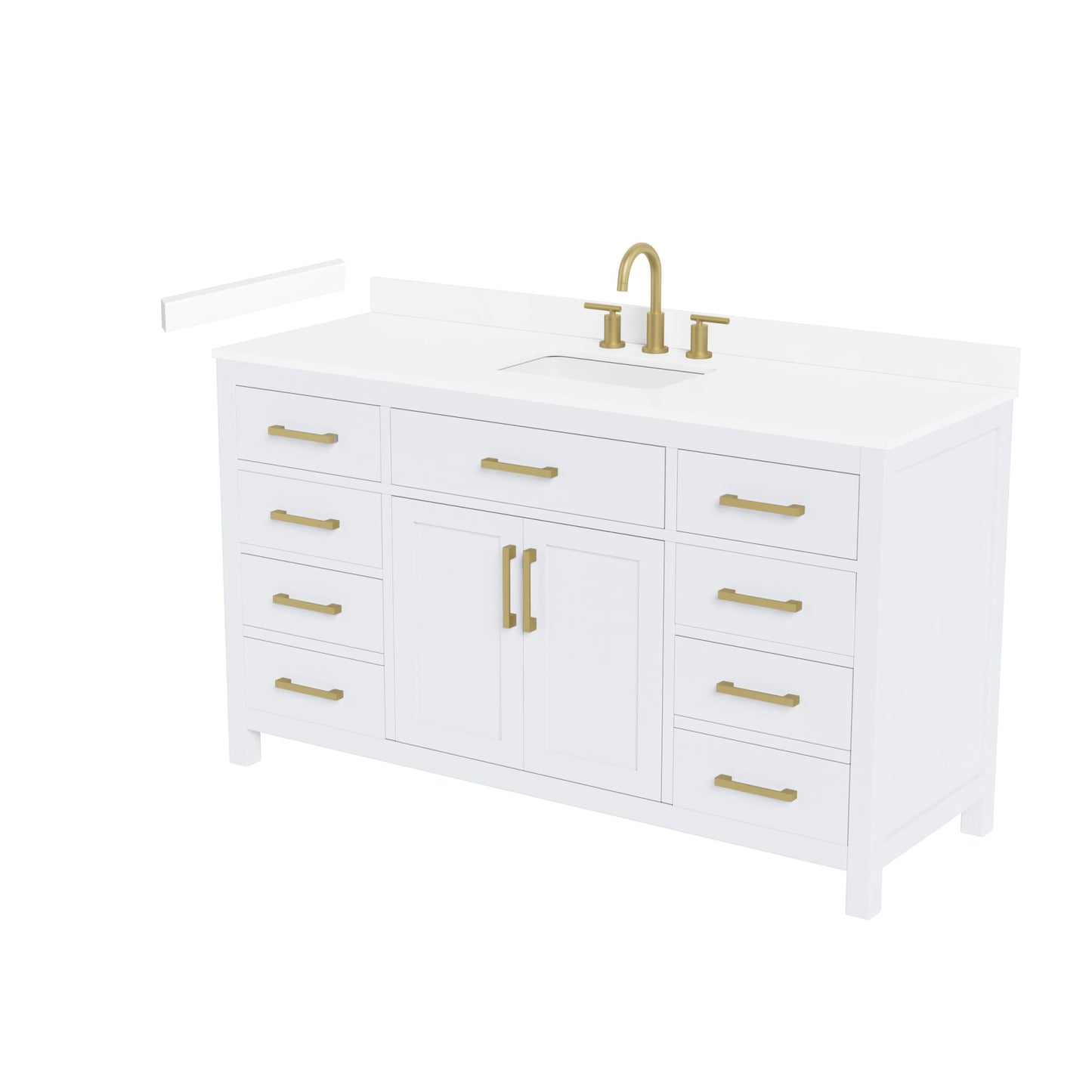 Beckett Bathroom Vanity with Countertop 60 inch Single Sink 3-hole Faucet Setup