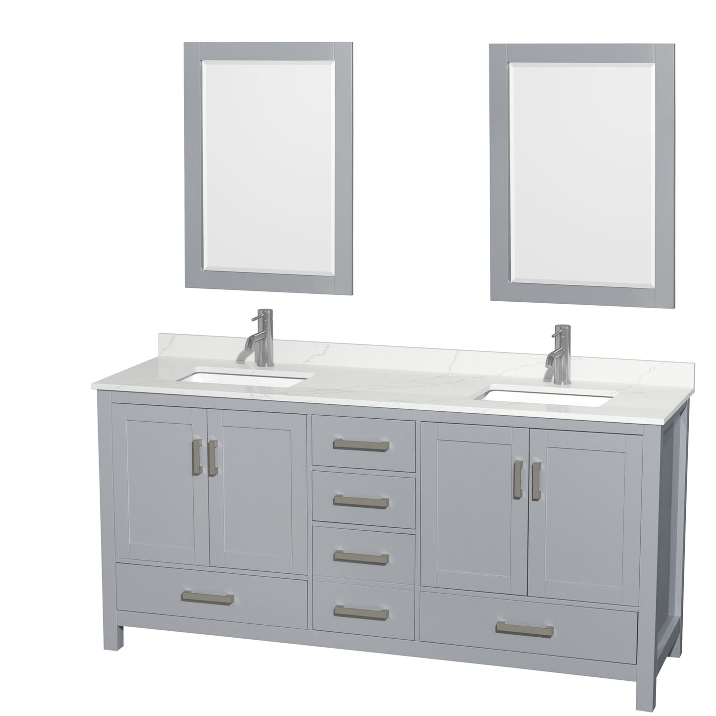 Sheffield Bathroom Vanity with Countertop 72 inch Double Sink Single hole Faucet Setup