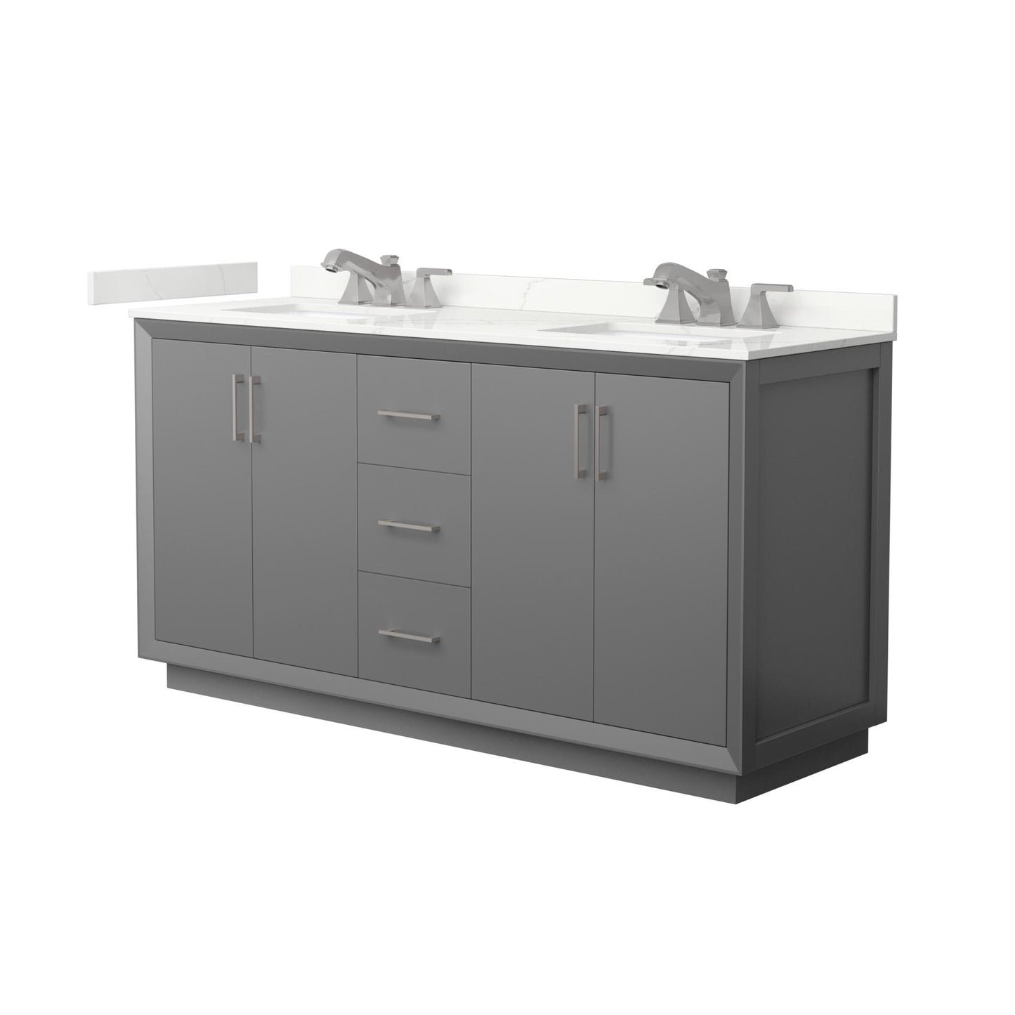 Strada Bathroom Vanity with Countertop 66 inch Double Sink 3-hole Faucet Setup