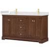 Custom image for Dark Walnut with Brushed Gold Trim / White Cultured Marble / No Mirror