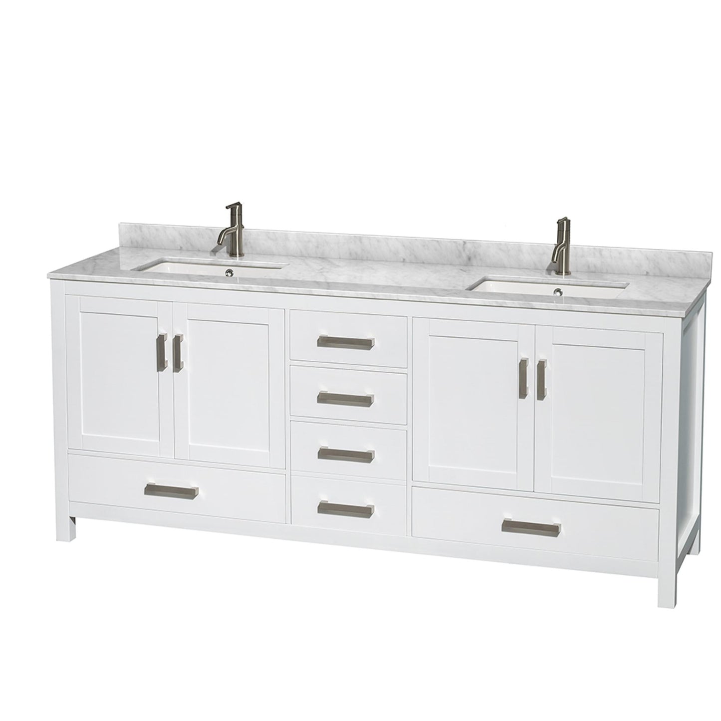 Sheffield Bathroom Vanity with Countertop 80 inch Double Sink Single hole Faucet Setup