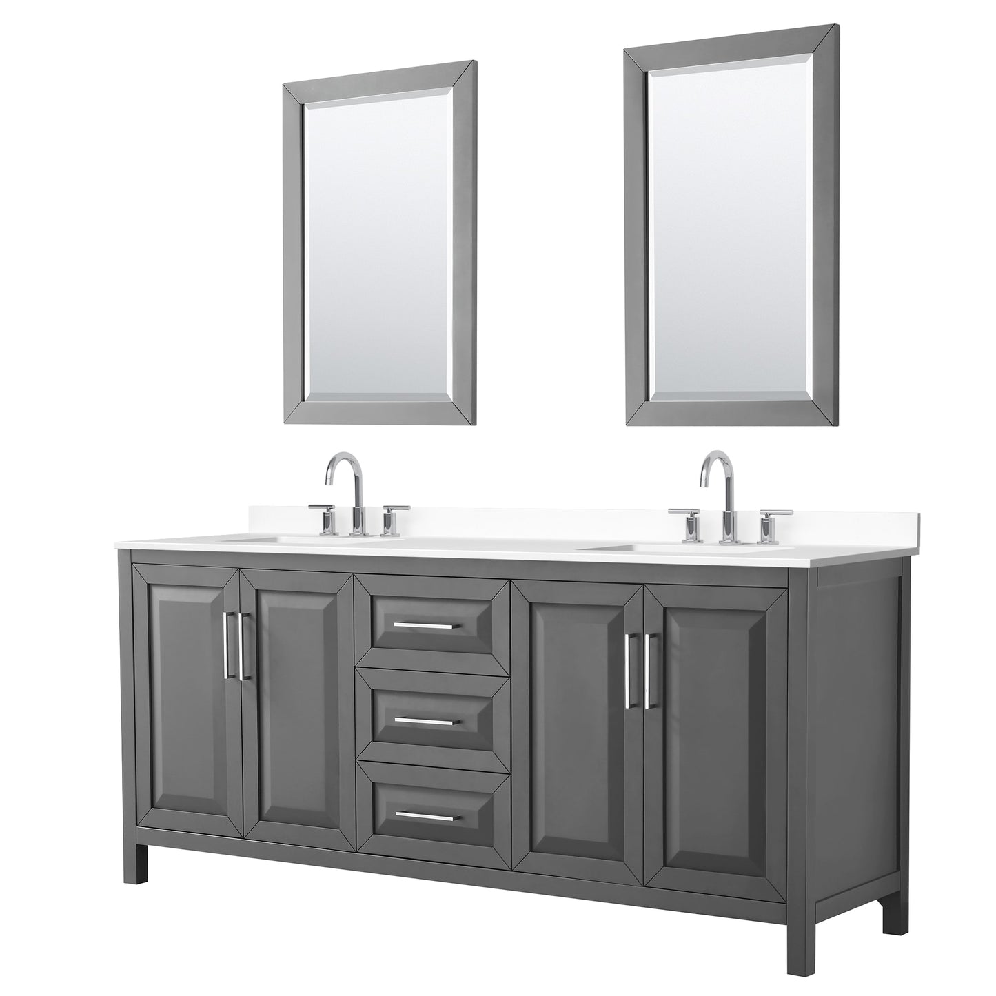 Daria Bathroom Vanity with Countertop 80 inch Double Sink 3-hole Faucet Setup