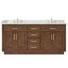Custom image for Dark Oak with Brushed Gold Trim / Carrara Cultured Marble / No Mirror
