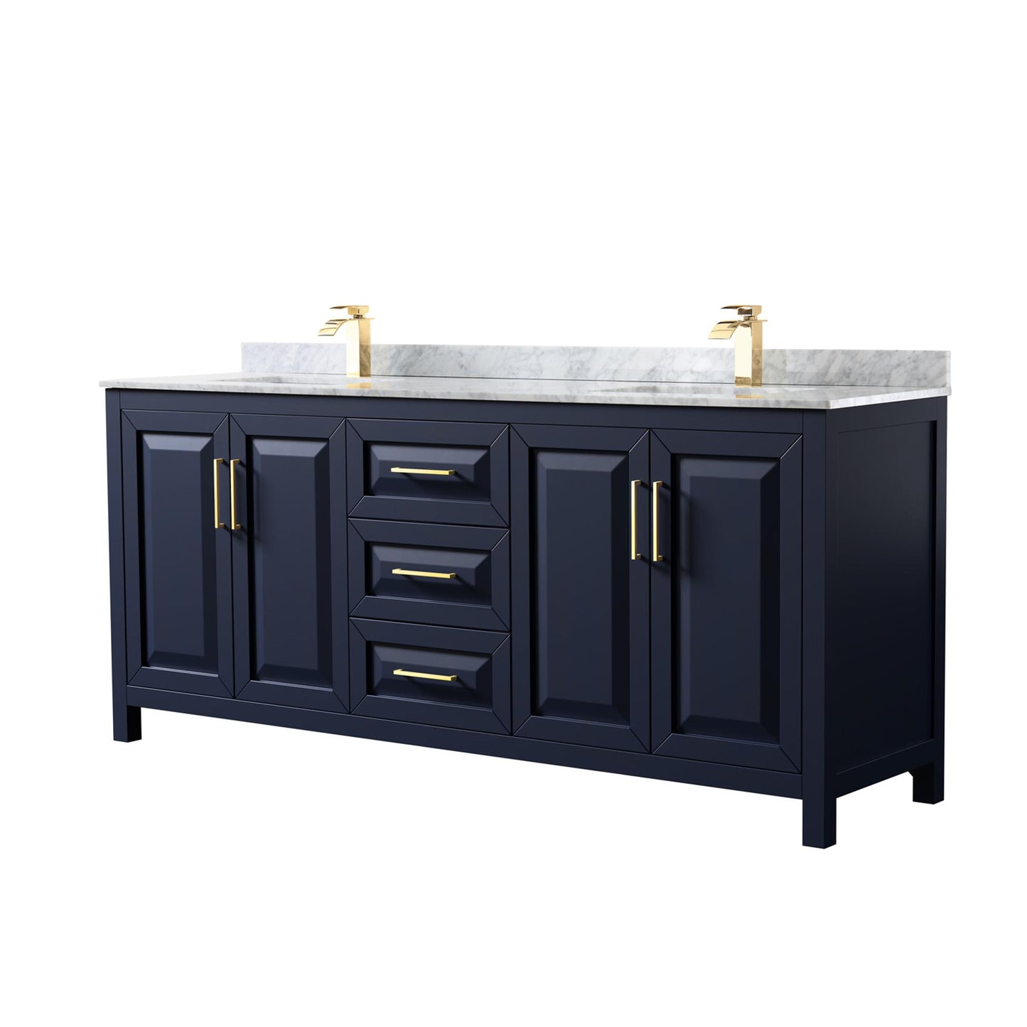 Daria Bathroom Vanity with Countertop 80 inch Double Sink Single hole Faucet Setup