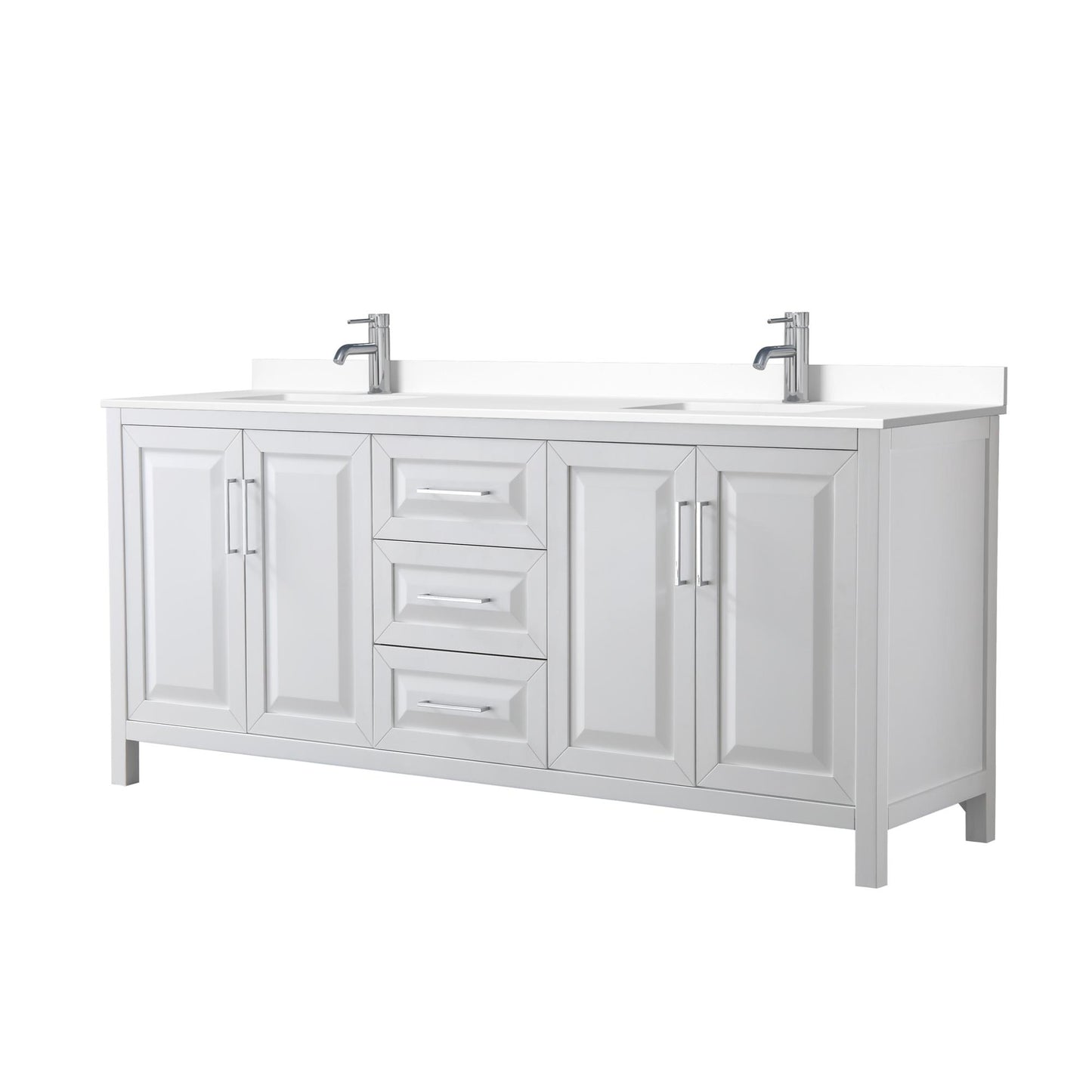 Daria Bathroom Vanity with Countertop 80 inch Double Sink Single hole Faucet Setup