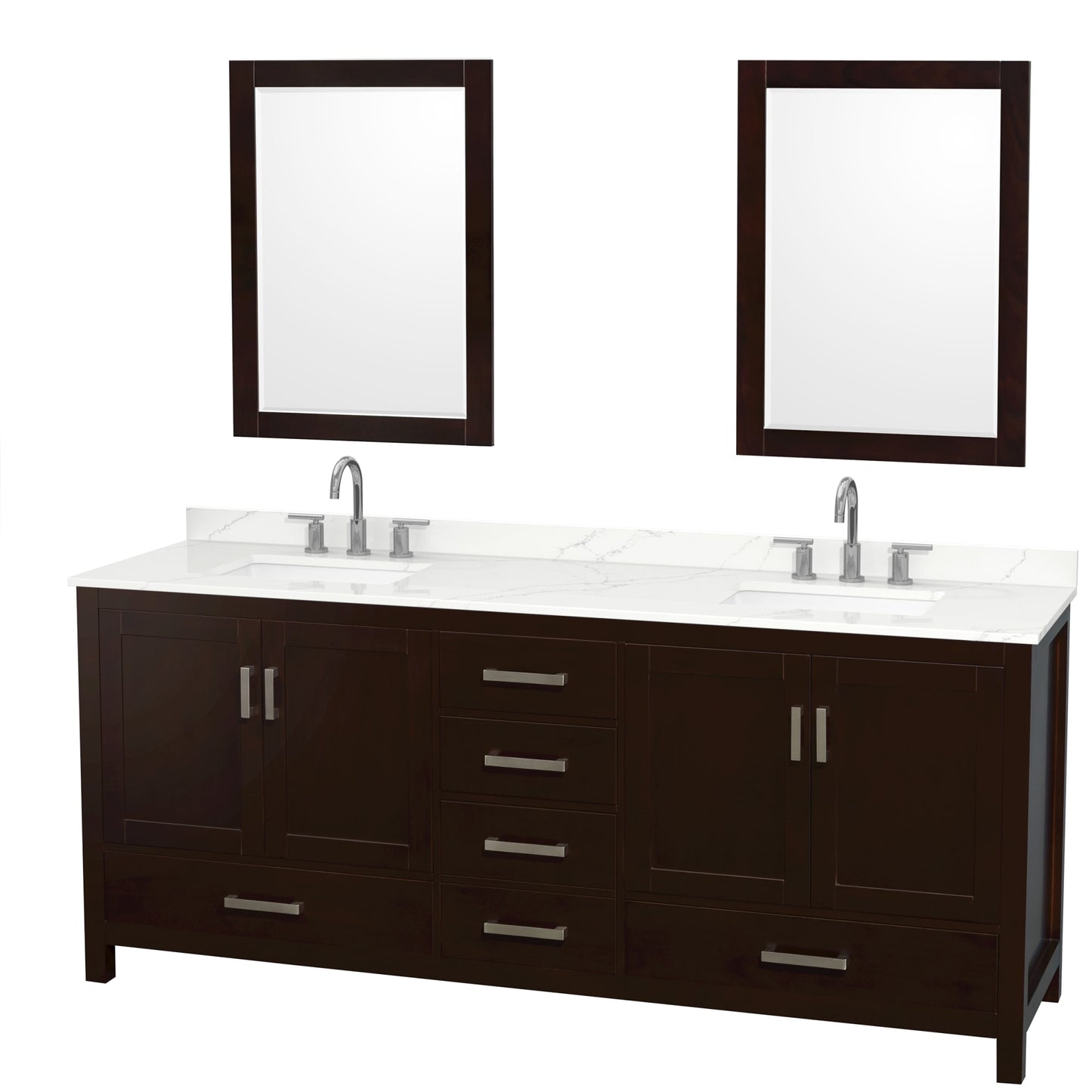 Sheffield Bathroom Vanity with Countertop 80 inch Double Sink 3-hole Faucet Setup