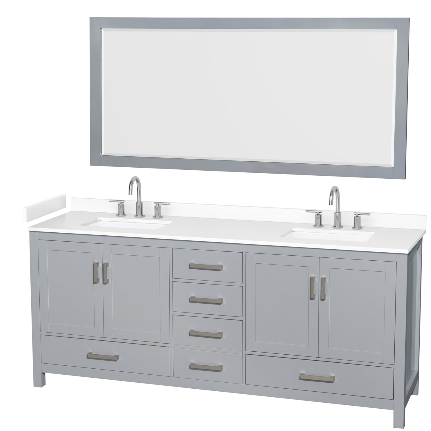 Sheffield Bathroom Vanity with Countertop 80 inch Double Sink 3-hole Faucet Setup