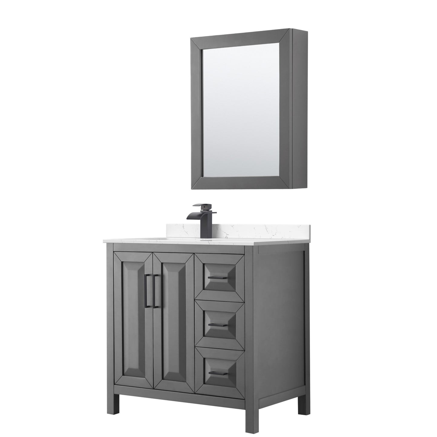 Daria Bathroom Vanity with Countertop 36 inch Single Sink Single hole Faucet Setup