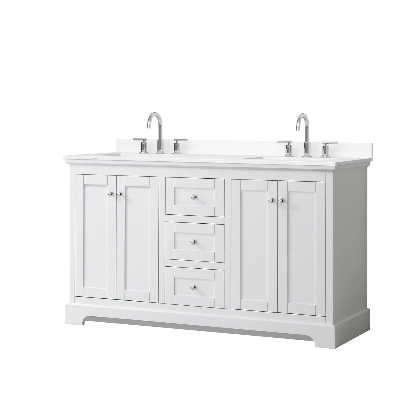Avery Bathroom Vanity with Countertop 60 inch Double Sink 3-hole Faucet Setup