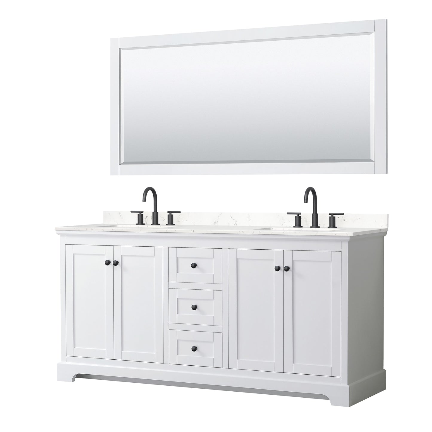 Avery Bathroom Vanity with Countertop 72 inch Double Sink 3-hole Faucet Setup