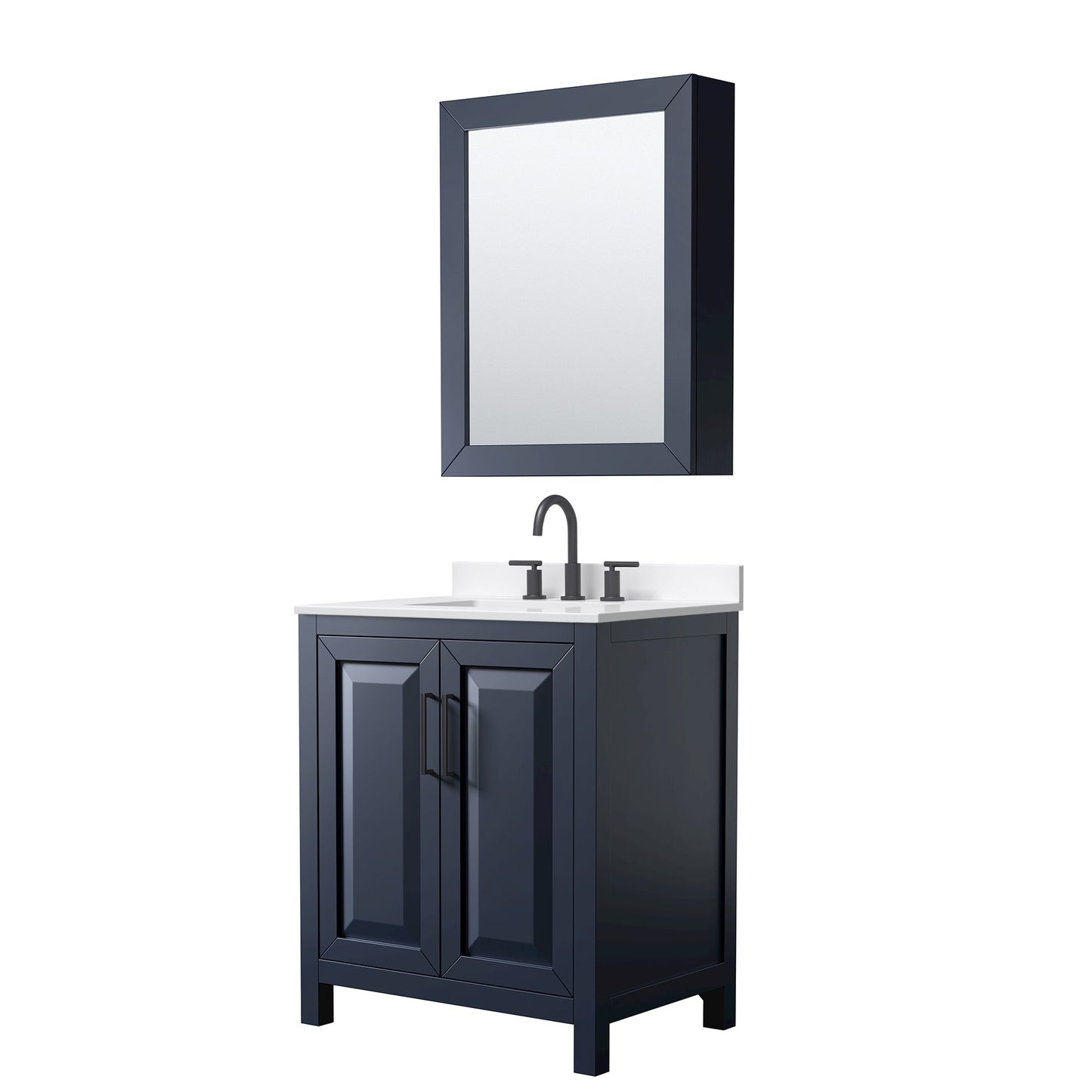 Daria Bathroom Vanity with Countertop 30 inch Single Sink 3-hole Faucet Setup