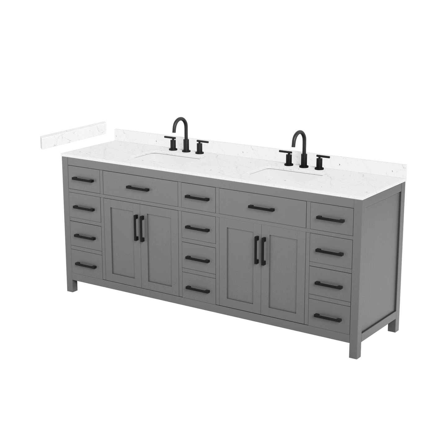 Beckett Bathroom Vanity with Countertop 84 inch Double Sink 3-hole Faucet Setup
