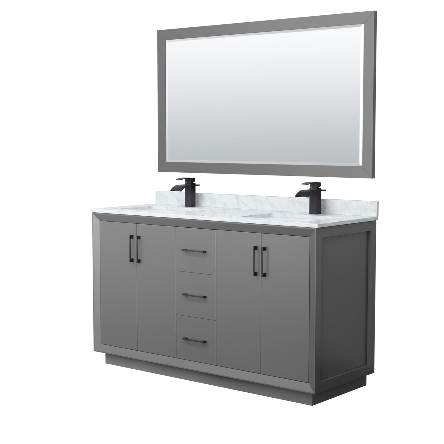 Strada Bathroom Vanity with Countertop 60 inch Double Sink Single hole Faucet Setup