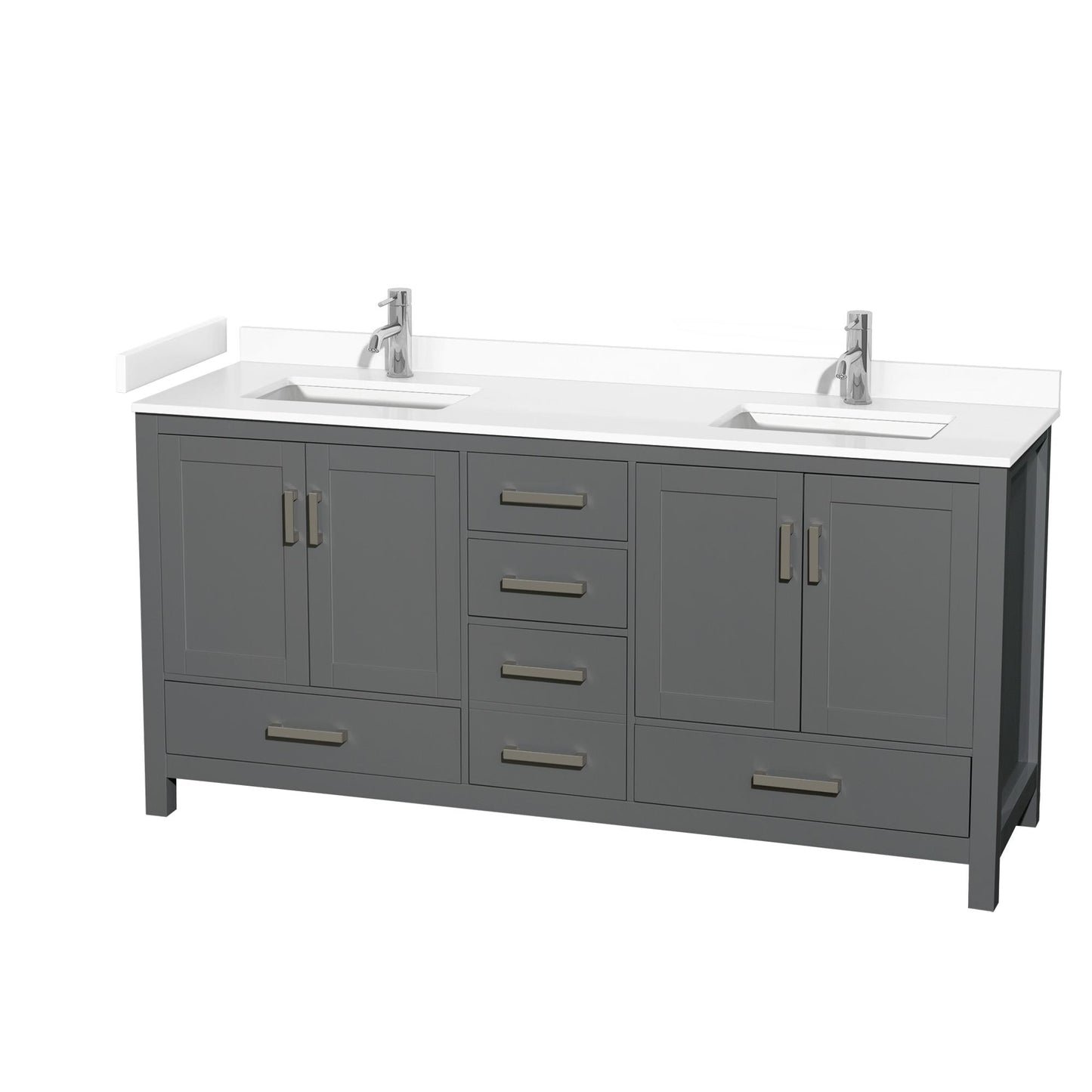Sheffield Bathroom Vanity with Countertop 72 inch Double Sink Single hole Faucet Setup