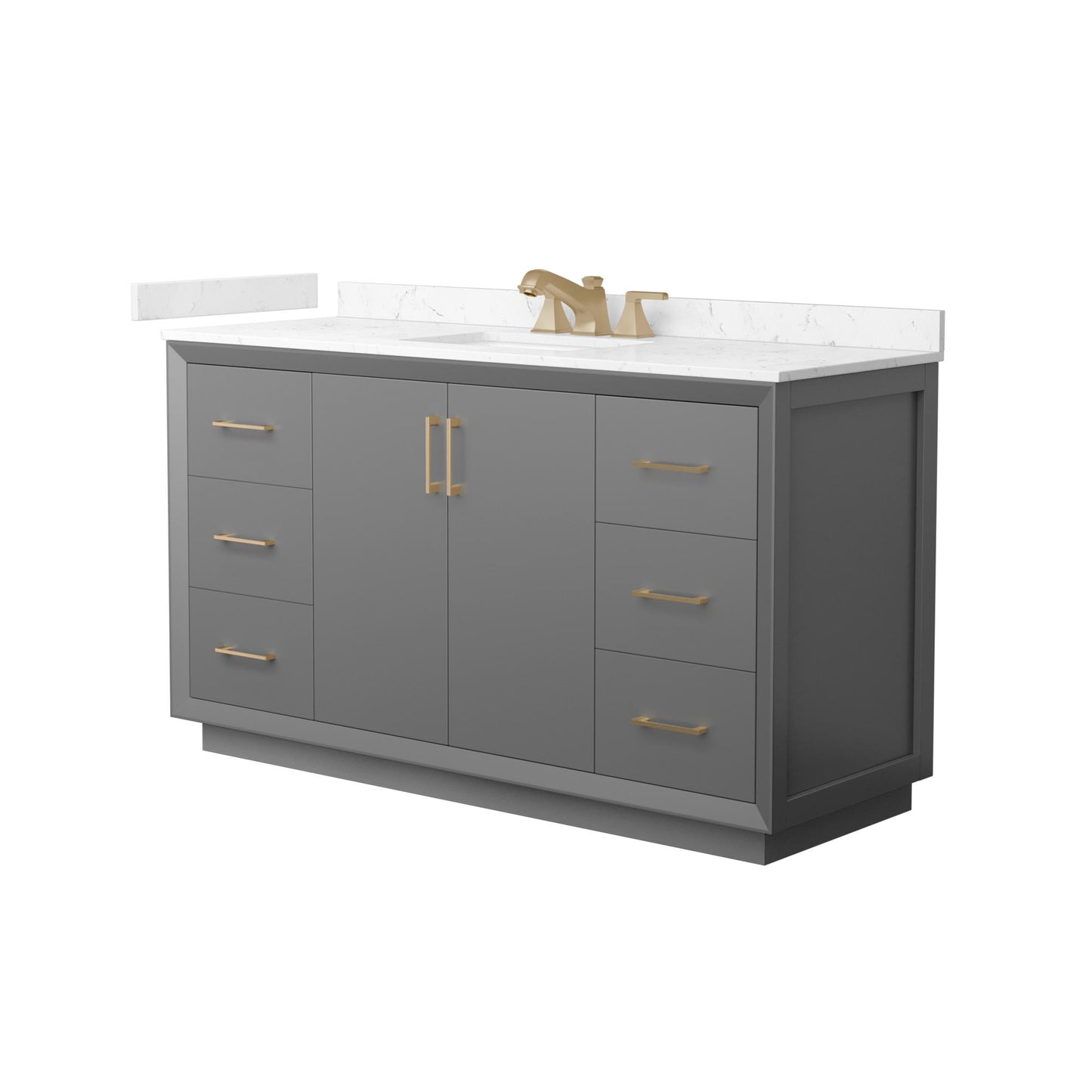 Strada Bathroom Vanity with Countertop 60 inch Single Sink 3-hole Faucet Setup
