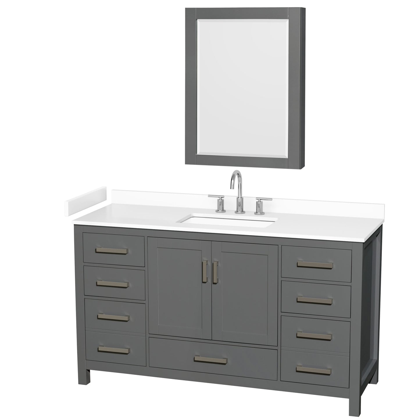 Sheffield Bathroom Vanity with Countertop 60 inch Single Sink 3-hole Faucet Setup