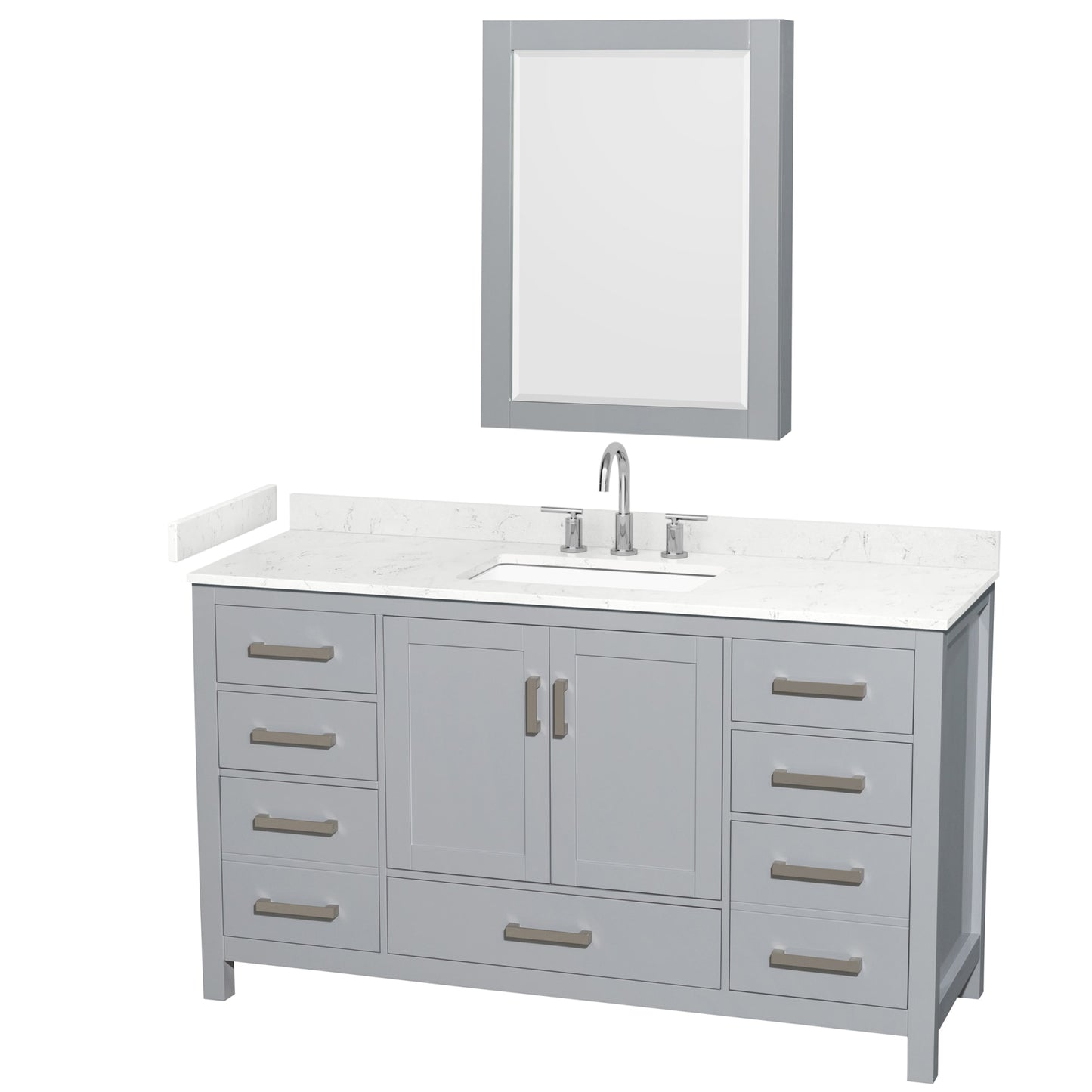 Sheffield Bathroom Vanity with Countertop 60 inch Single Sink 3-hole Faucet Setup