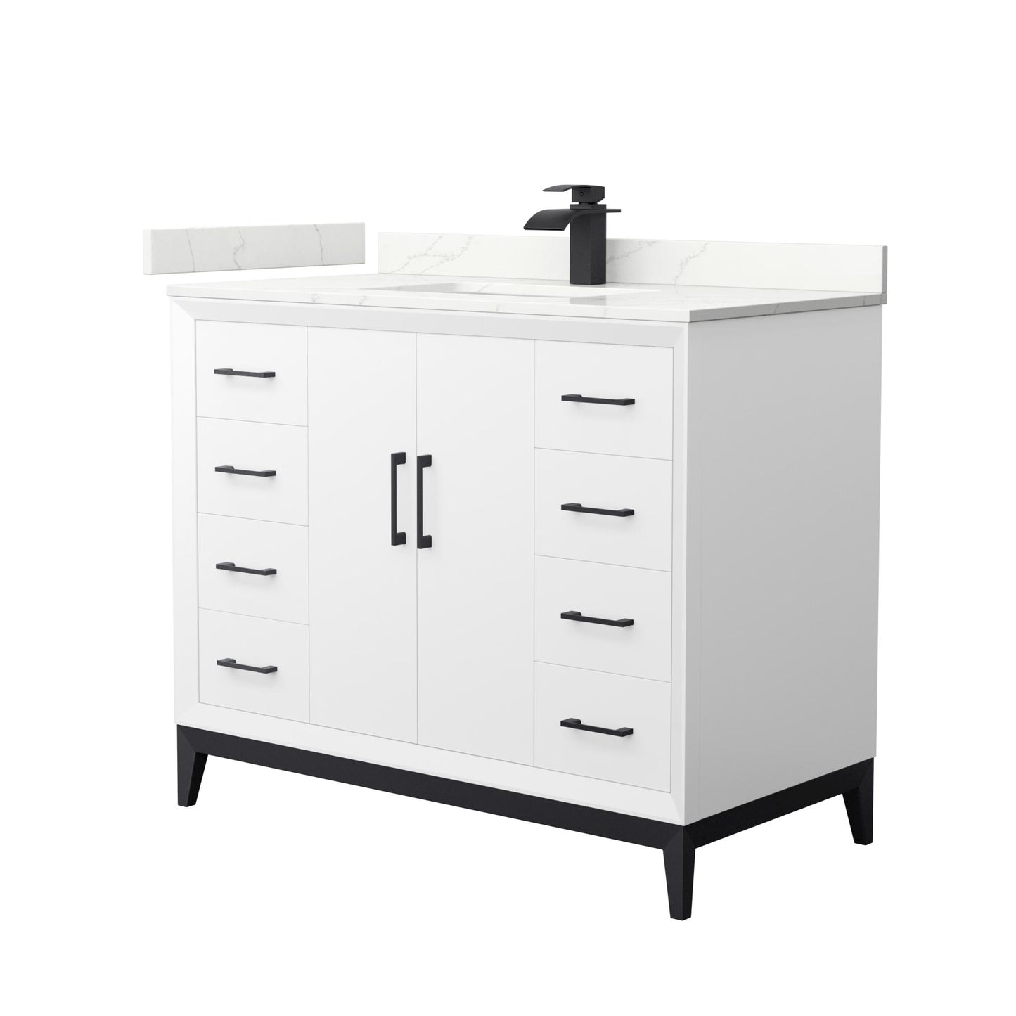 Amici Bathroom Vanity with Countertop 42 inch Single Sink Single hole Faucet Setup