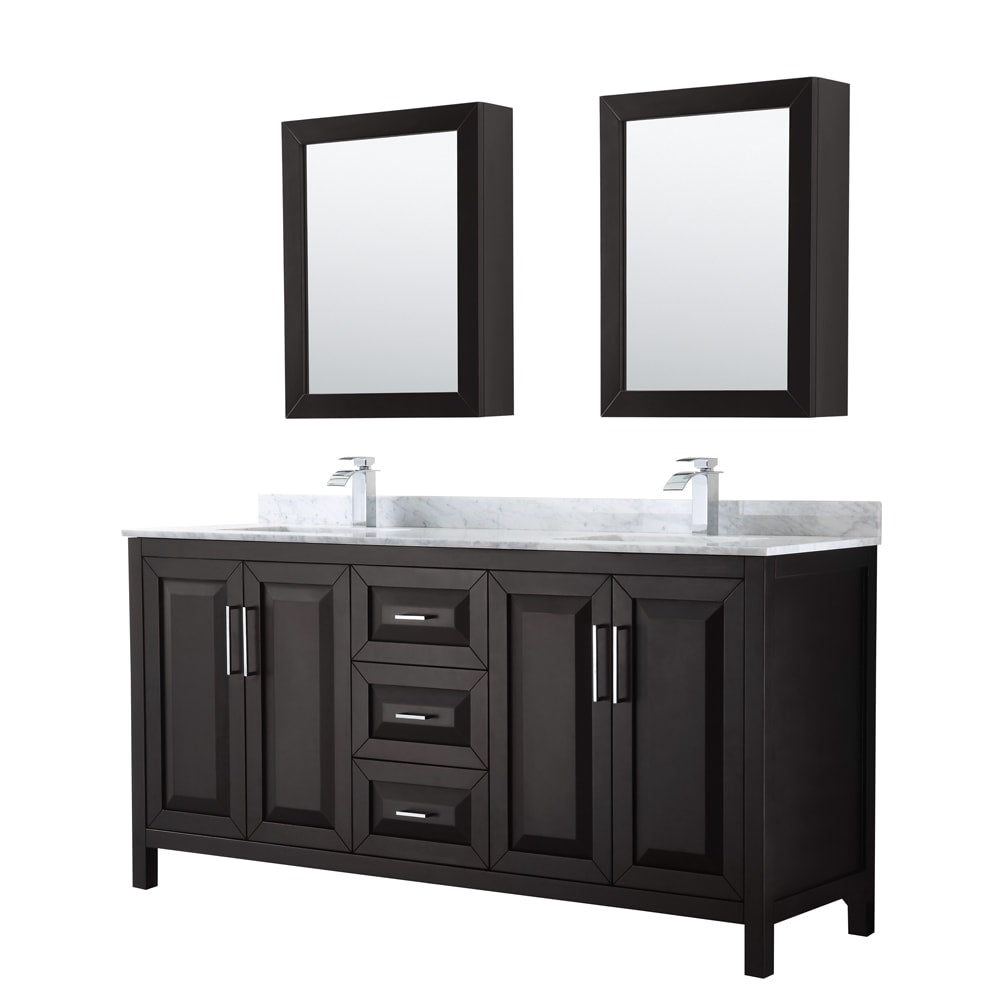 Daria Bathroom Vanity with Countertop 72 inch Double Sink Single hole Faucet Setup