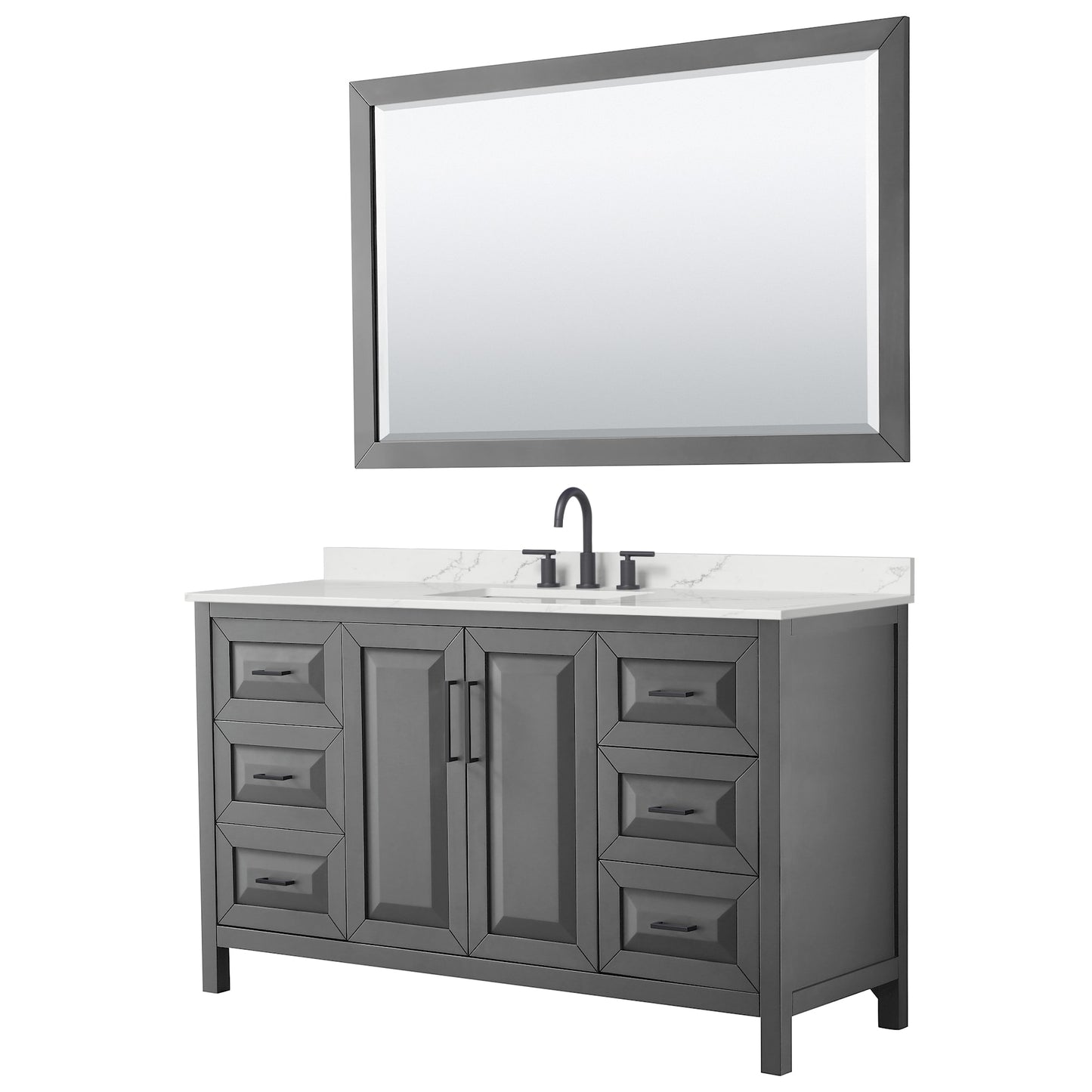 Daria Bathroom Vanity with Countertop 60 inch Single Sink 3-hole Faucet Setup