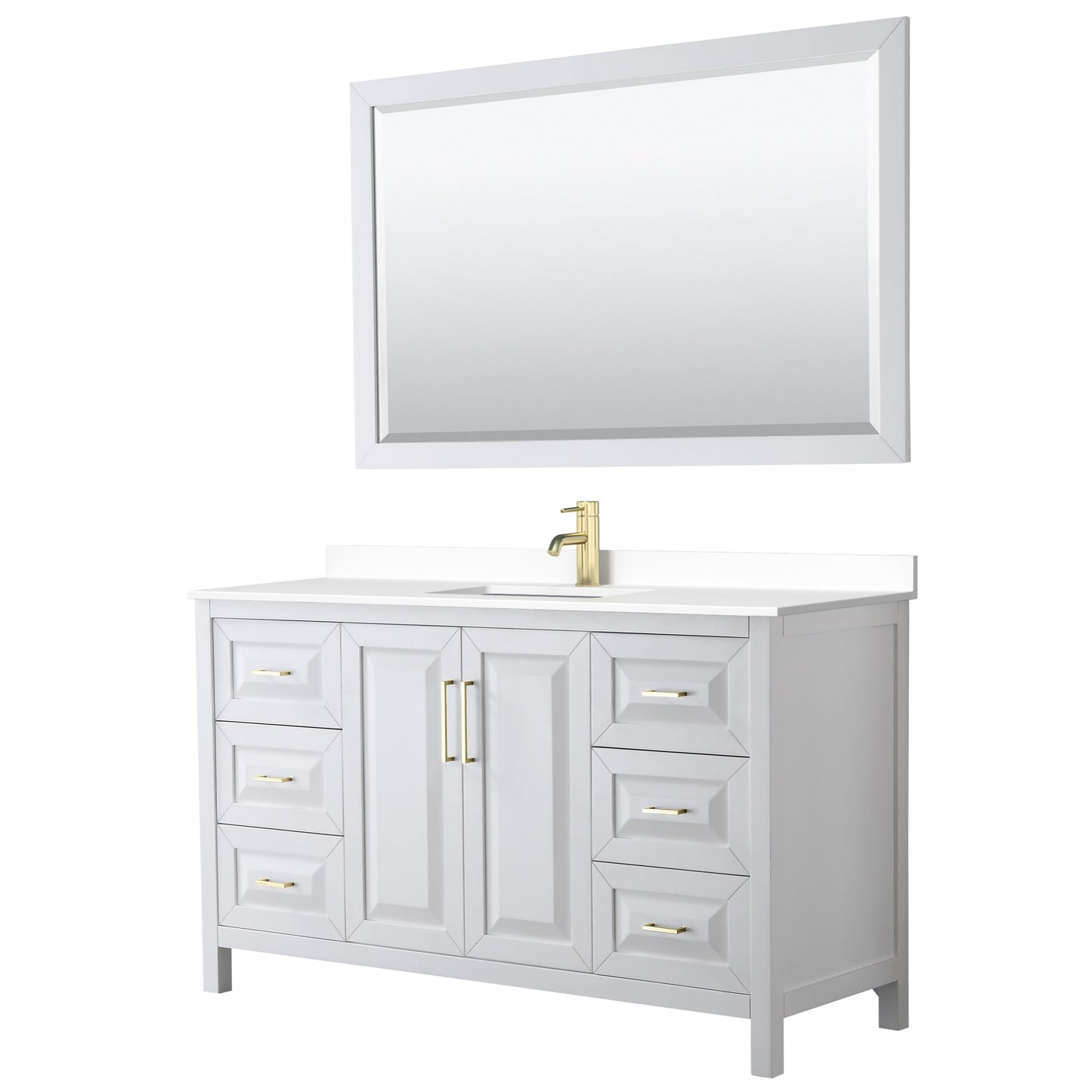 Daria Bathroom Vanity with Countertop 60 inch Single Sink Single hole Faucet Setup