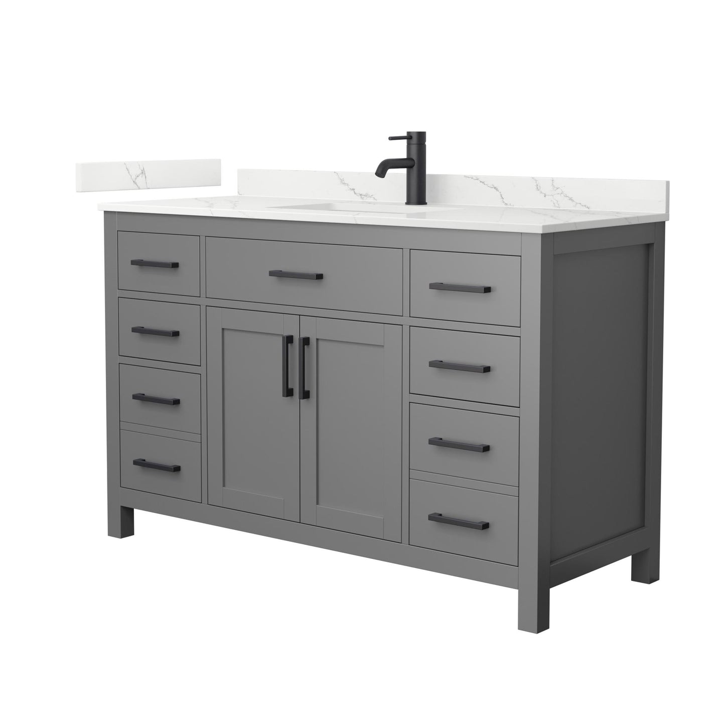 Beckett Bathroom Vanity with Countertop 54 inch Single Sink Single hole Faucet Setup