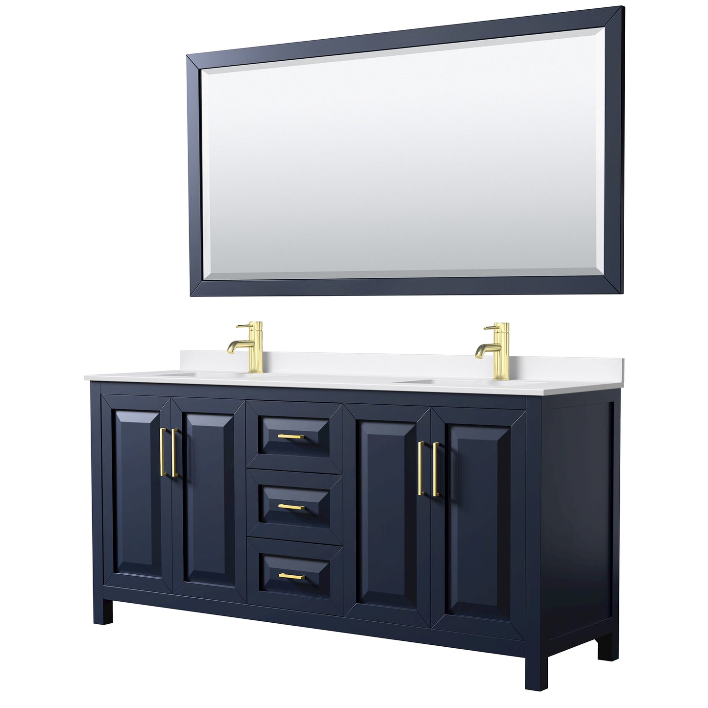 Daria Bathroom Vanity with Countertop 72 inch Double Sink Single hole Faucet Setup