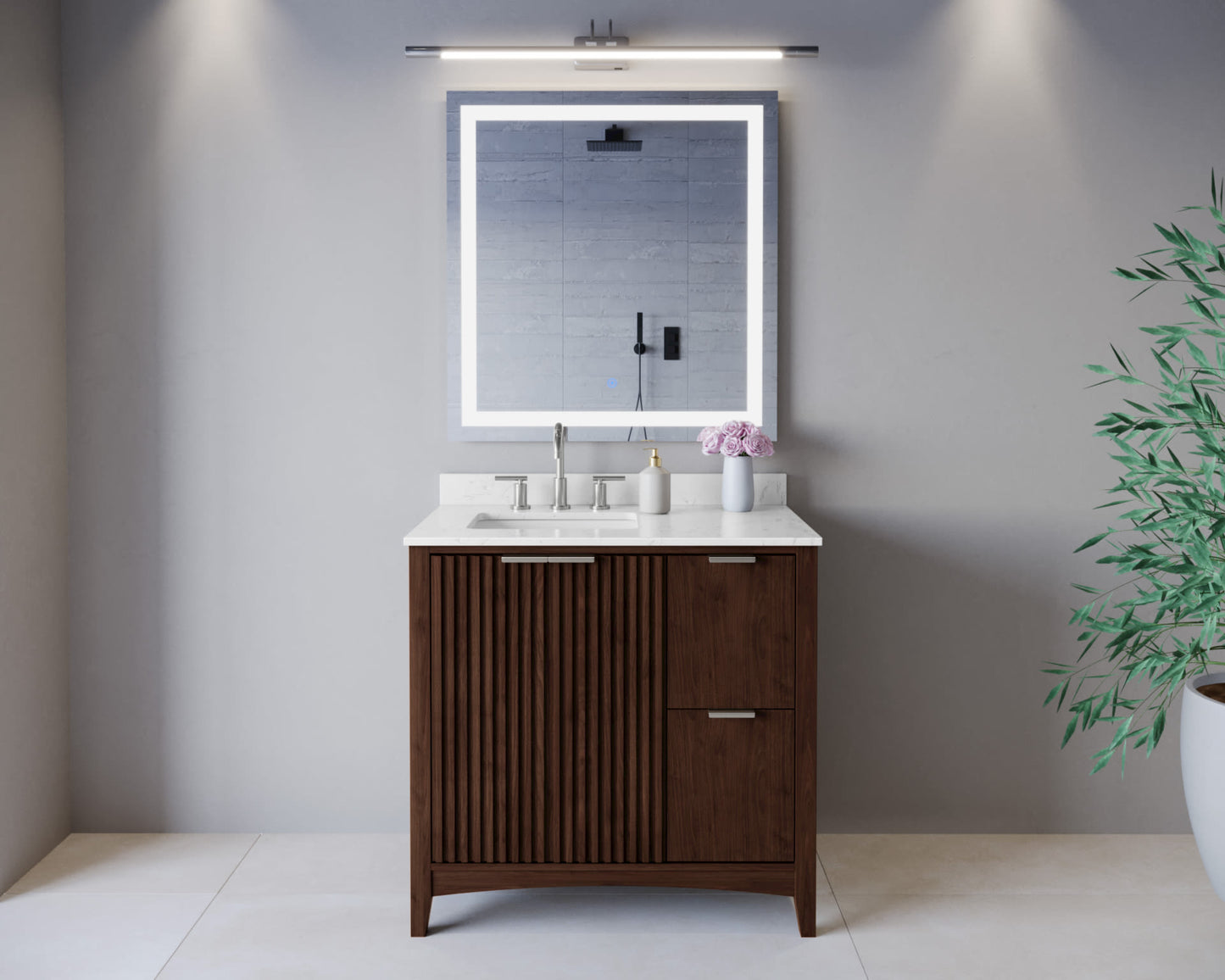 Palmilla Bathroom Vanity with Countertop 36 inch Single Sink 3-hole Faucet Setup