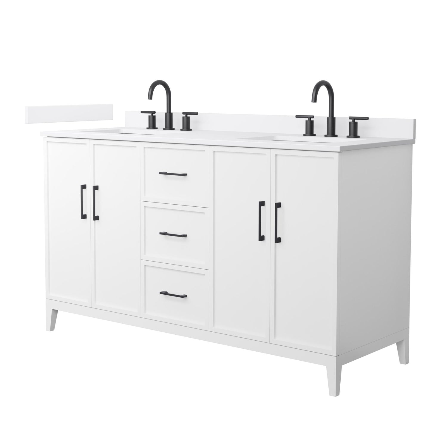 Elan Bathroom Vanity with Countertop 60 inch Double Sink 3-hole Faucet Setup