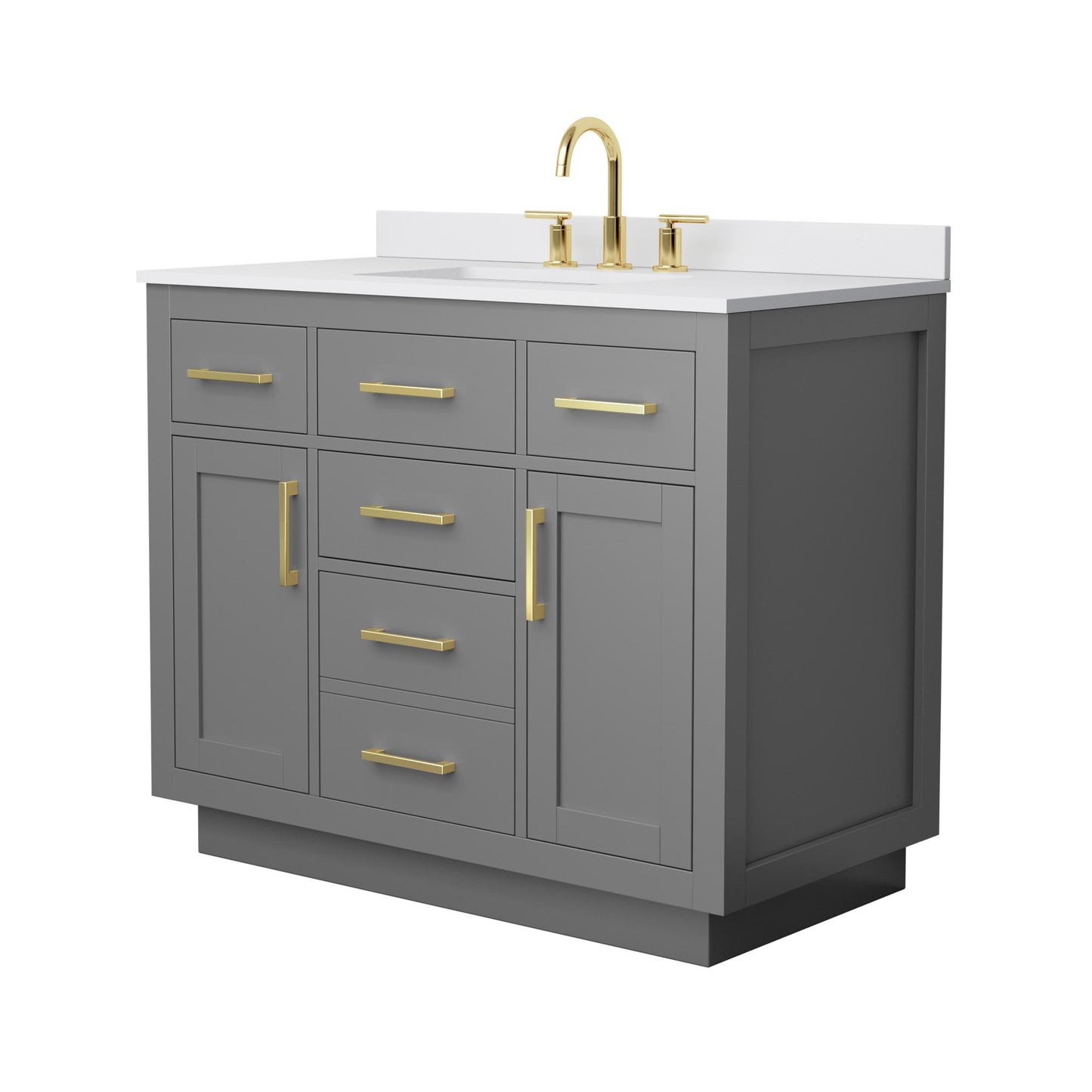 Beckett TK Bathroom Vanity with Countertop 42 inch Single Sink 3-hole Faucet Setup