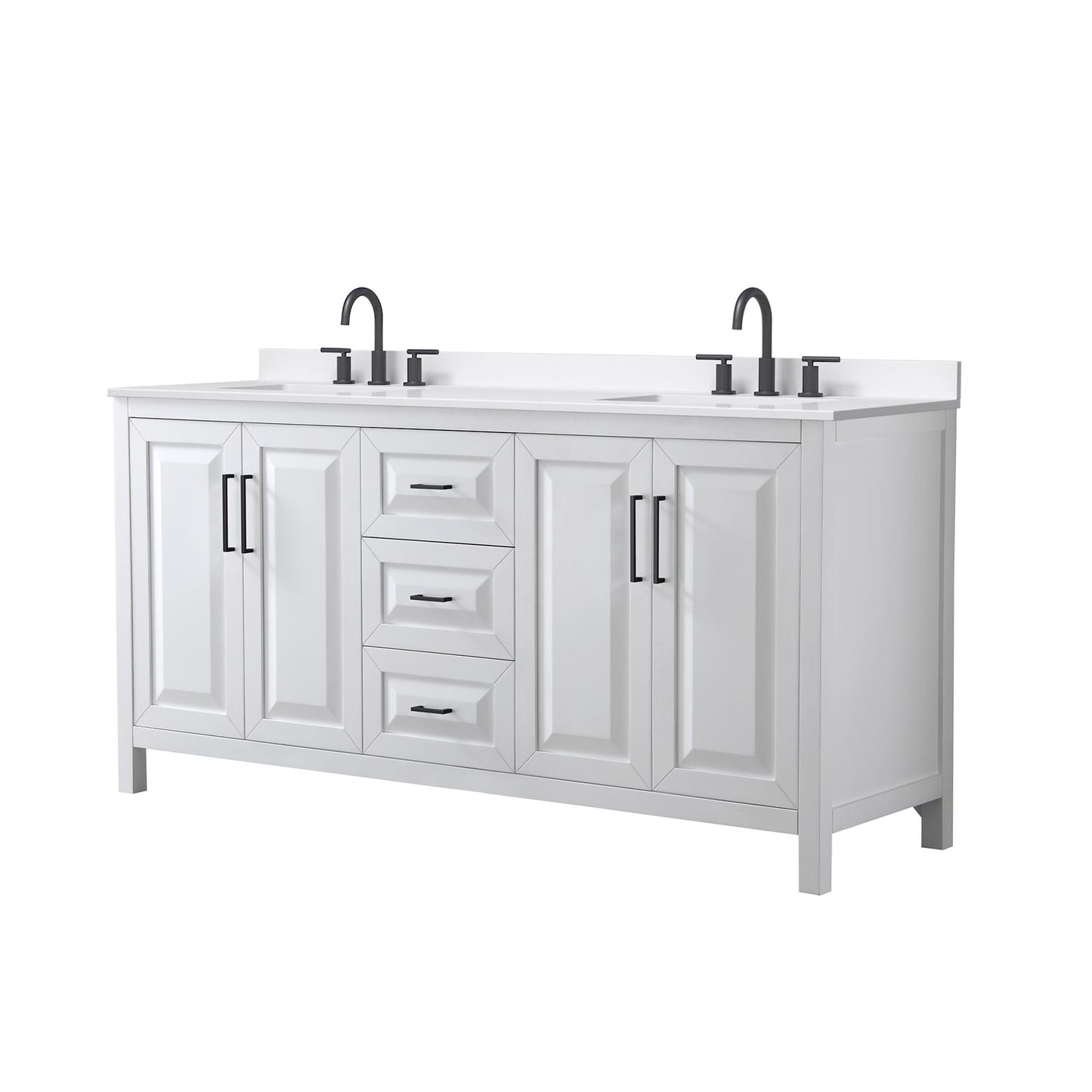 Daria Bathroom Vanity with Countertop 72 inch Double Sink 3-hole Faucet Setup