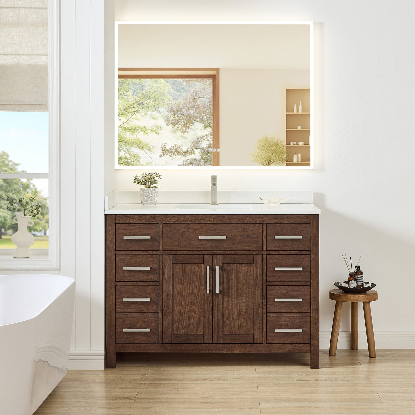 Beckett Bathroom Vanity with Countertop 48 inch Single Sink Single hole Faucet Setup