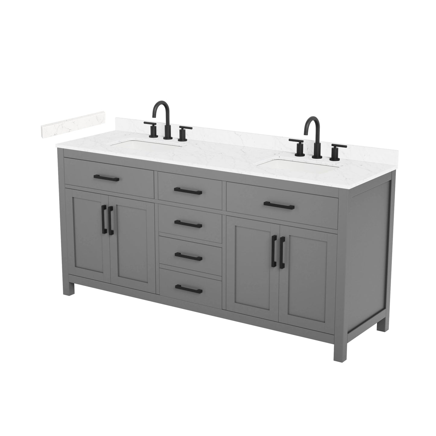 Beckett Bathroom Vanity with Countertop 72 inch Double Sink 3-hole Faucet Setup