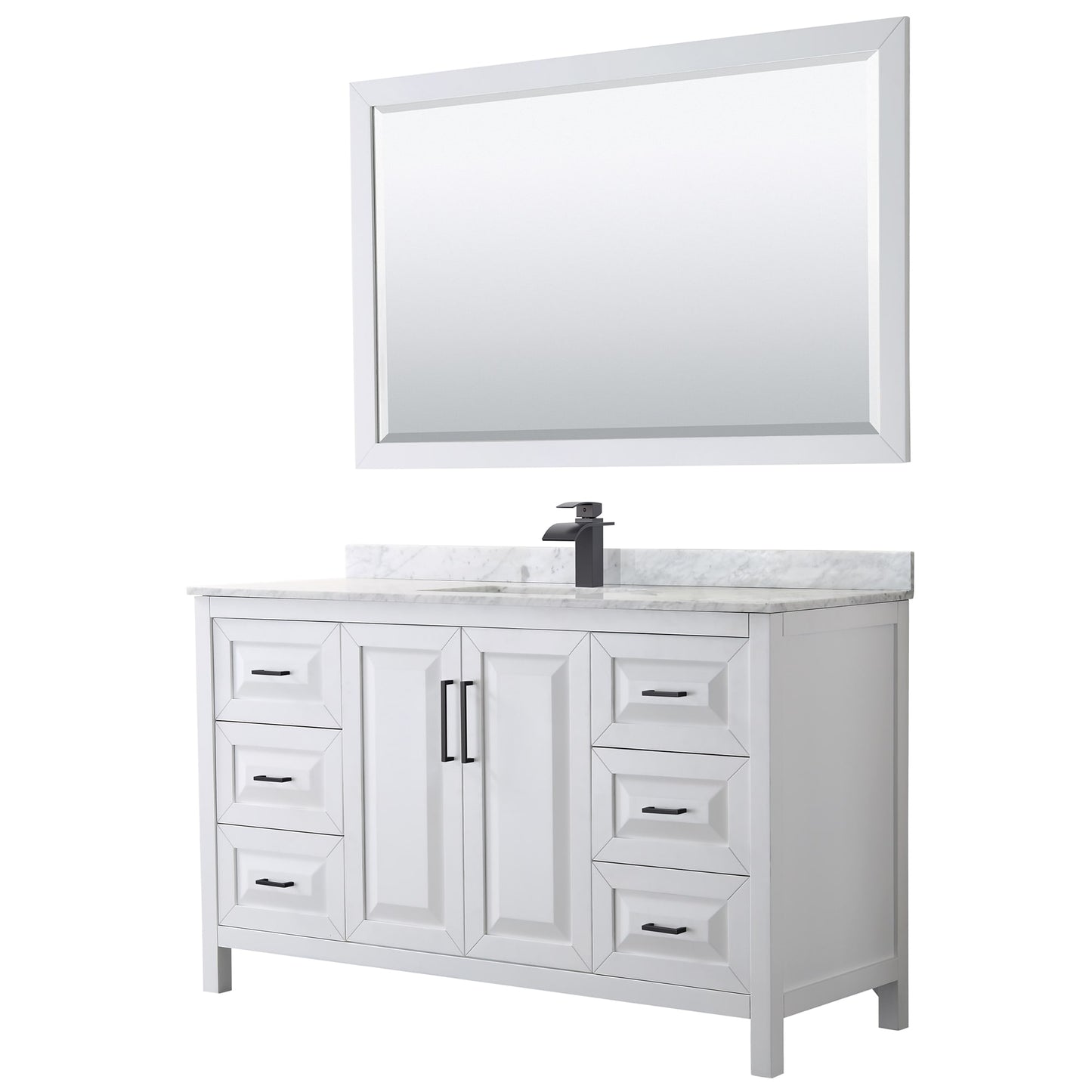 Daria Bathroom Vanity with Countertop 60 inch Single Sink Single hole Faucet Setup