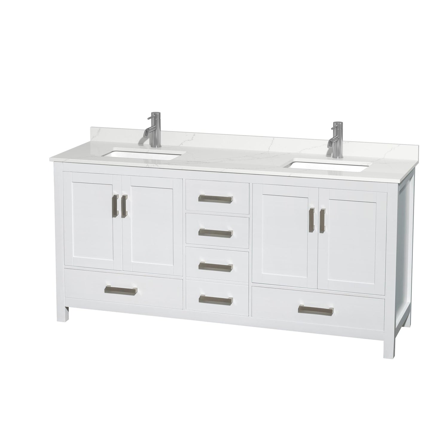 Sheffield Bathroom Vanity with Countertop 72 inch Double Sink Single hole Faucet Setup
