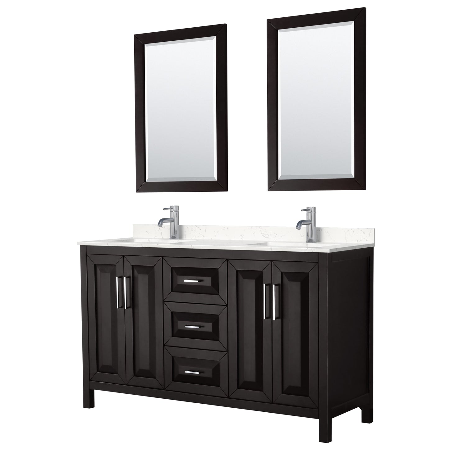Daria Bathroom Vanity with Countertop 60 inch Double Sink Single hole Faucet Setup