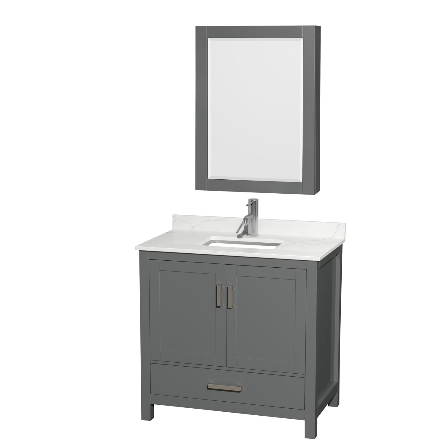 Sheffield Bathroom Vanity with Countertop 36 inch Single Sink Single hole Faucet Setup
