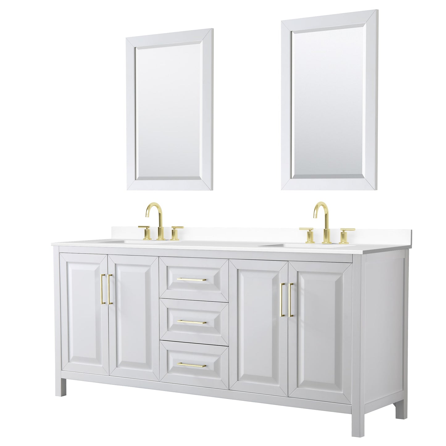 Daria Bathroom Vanity with Countertop 80 inch Double Sink 3-hole Faucet Setup