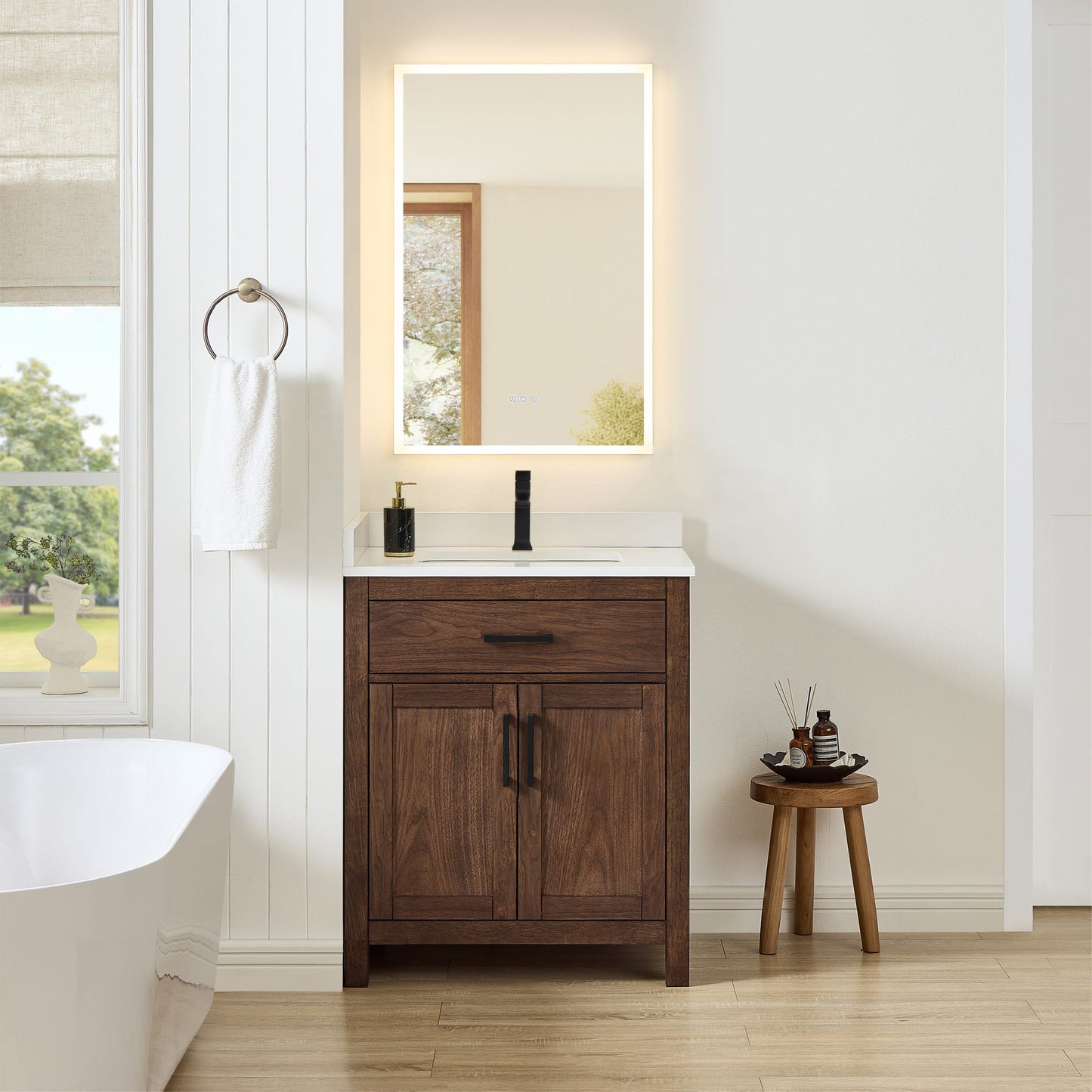 Beckett Bathroom Vanity with Countertop 30 inch Single Sink Single hole Faucet Setup