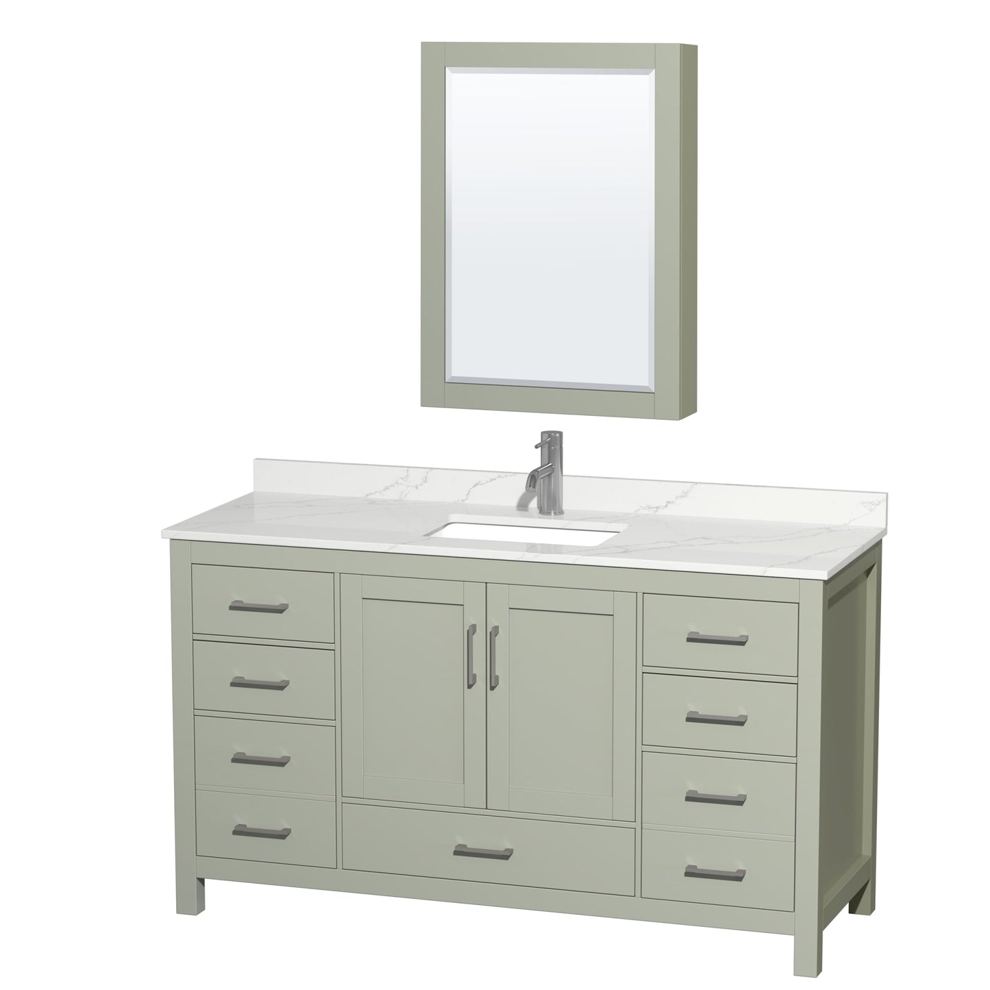 Sheffield Bathroom Vanity with Countertop 60 inch Single Sink Single hole Faucet Setup