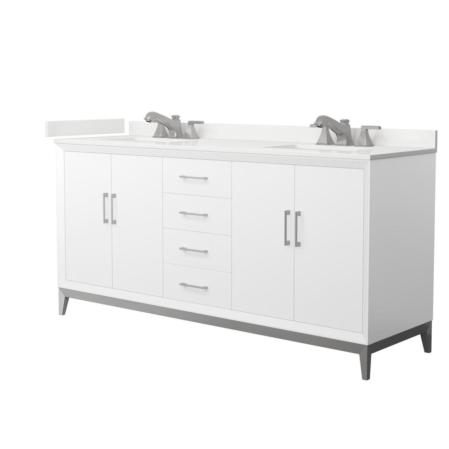 Amici Bathroom Vanity with Countertop 72 inch Double Sink 3-hole Faucet Setup