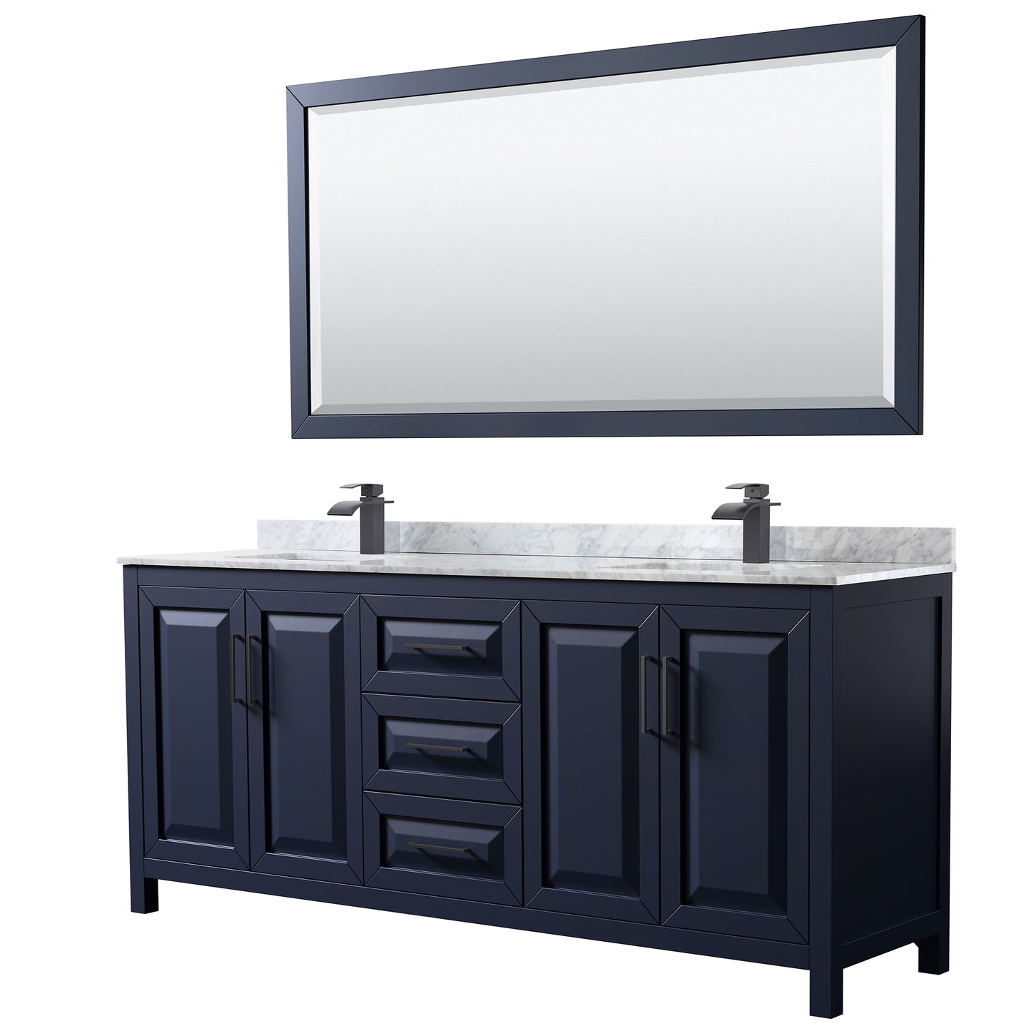 Daria Bathroom Vanity with Countertop 80 inch Double Sink Single hole Faucet Setup