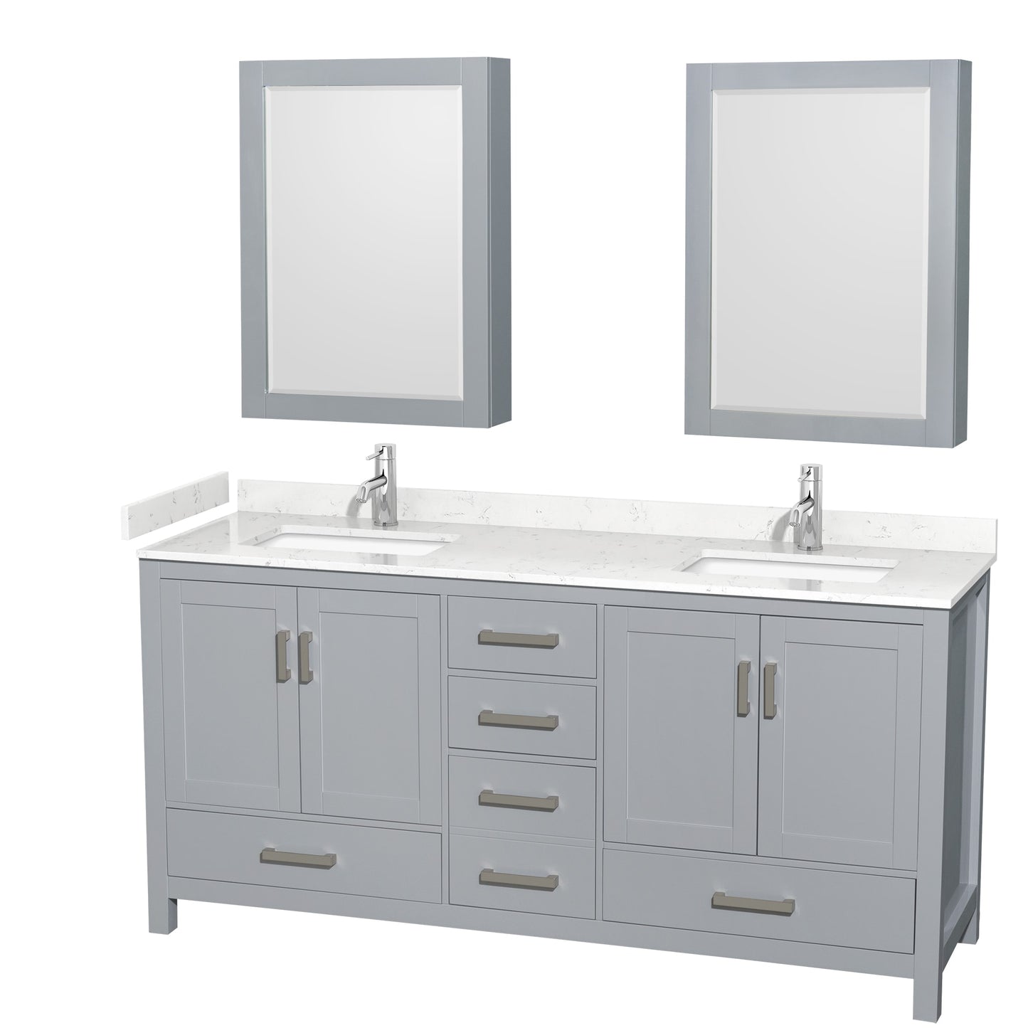 Sheffield Bathroom Vanity with Countertop 72 inch Double Sink Single hole Faucet Setup