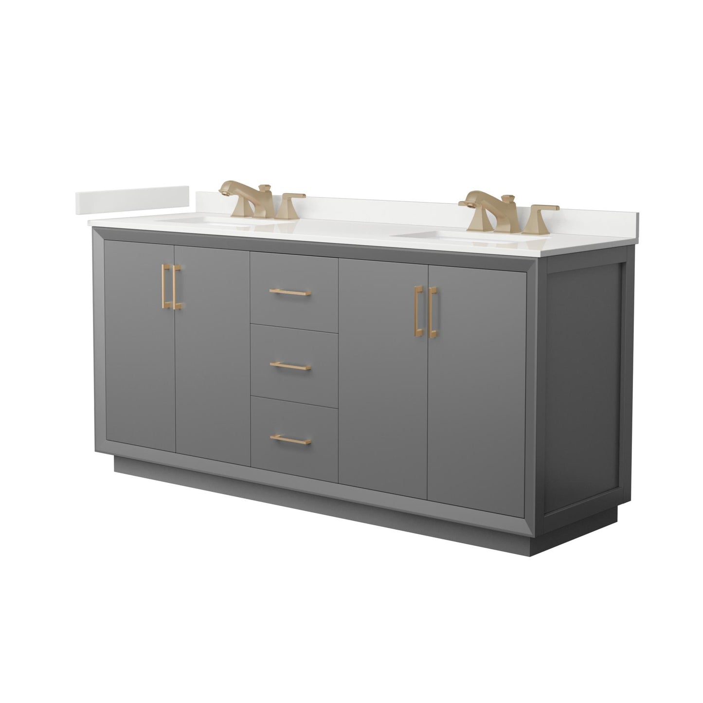 Strada Bathroom Vanity with Countertop 72 inch Double Sink 3-hole Faucet Setup